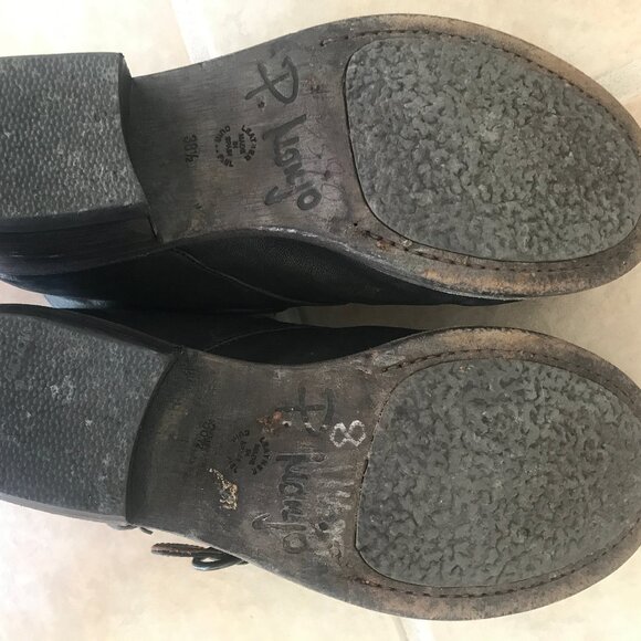 P. Monjo Black Leather Double Monkstrap Ankle Boots Size 8 - Picture 5 of 15